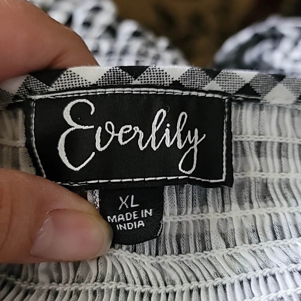 NWT Everlily Black/White Gingham Babydoll Dress - XL - Picture 5 of 7